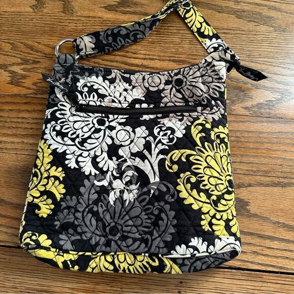 VERA BRADLEY Baroque Crossbody Purse Hipster Black Yellow - Picture 7 of 8
